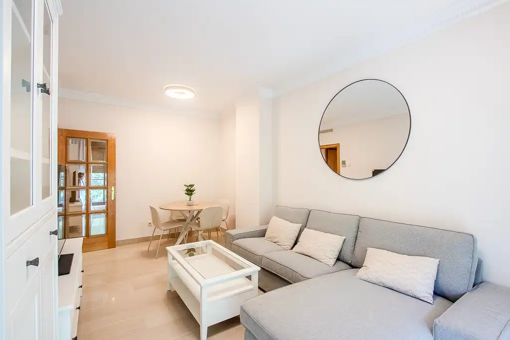 Living room of Flat for rent in Madrid  with Air Conditioner, Private garden and Storage room