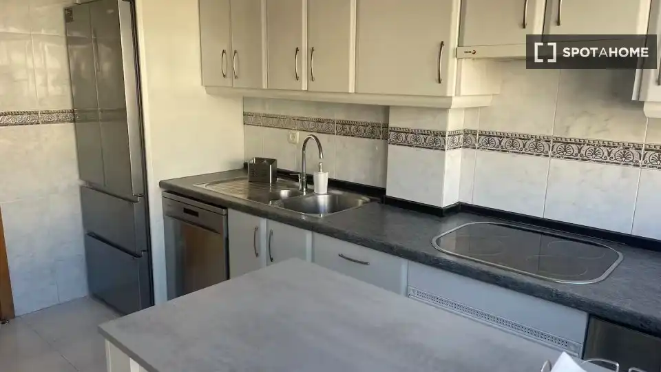 Cuina de Pis de lloguer en Madrid amb Aire condicionat, Calefacció i Moblat