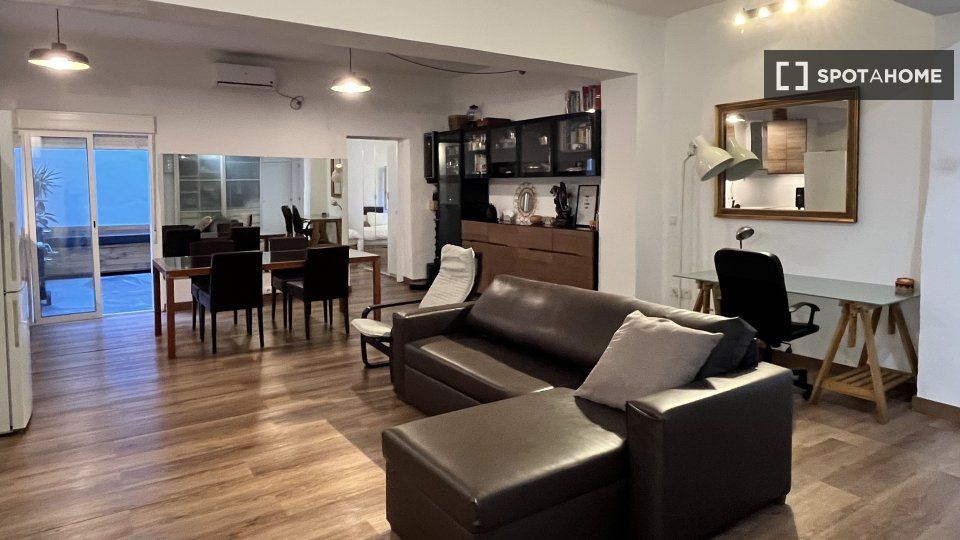 Sala d'estar de Pis de lloguer en  Barcelona Capital amb Aire condicionat, Calefacció i Moblat