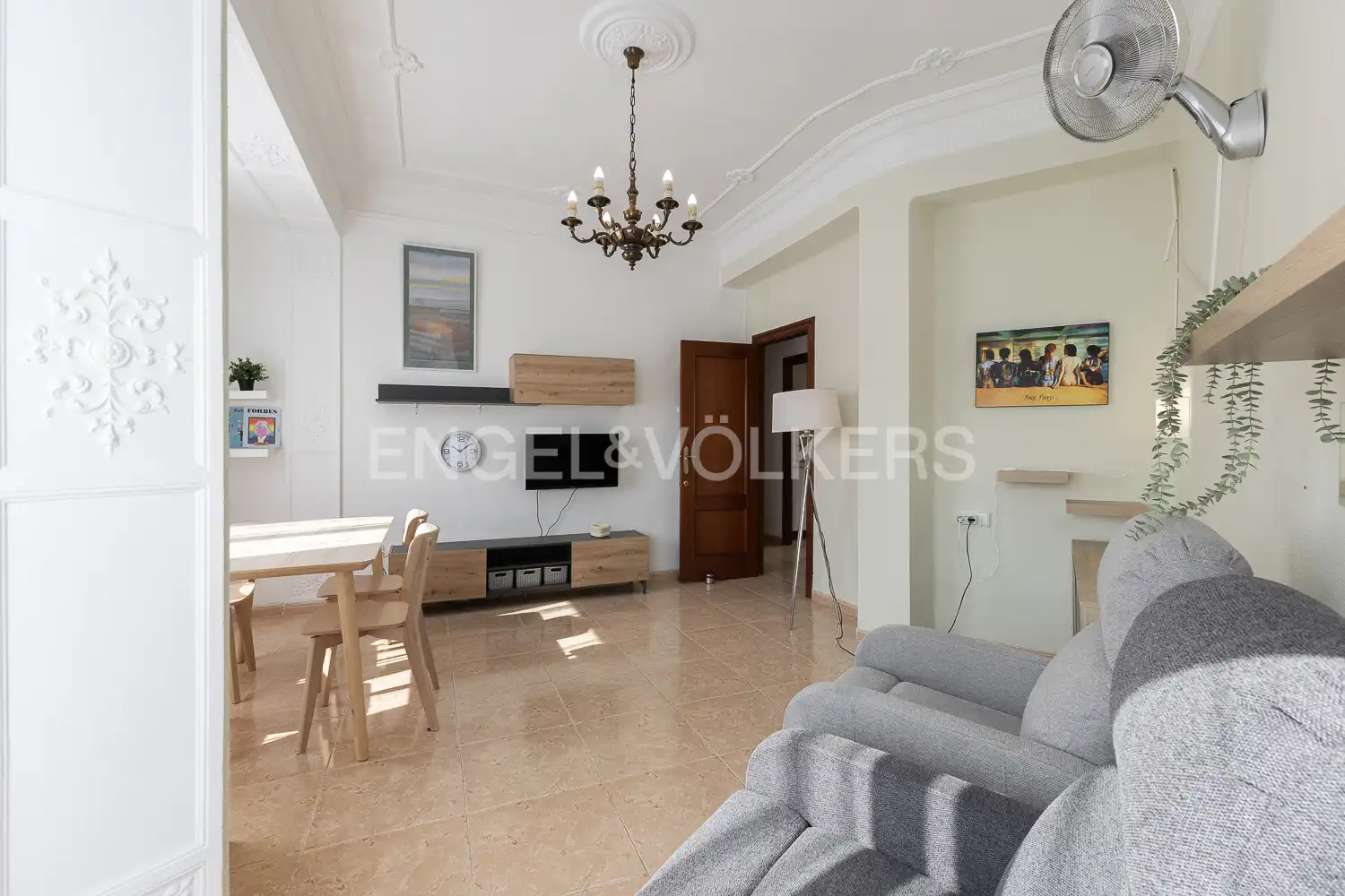 Living room of Flat for rent in Valencia  with Air Conditioner, Heating and Furnished