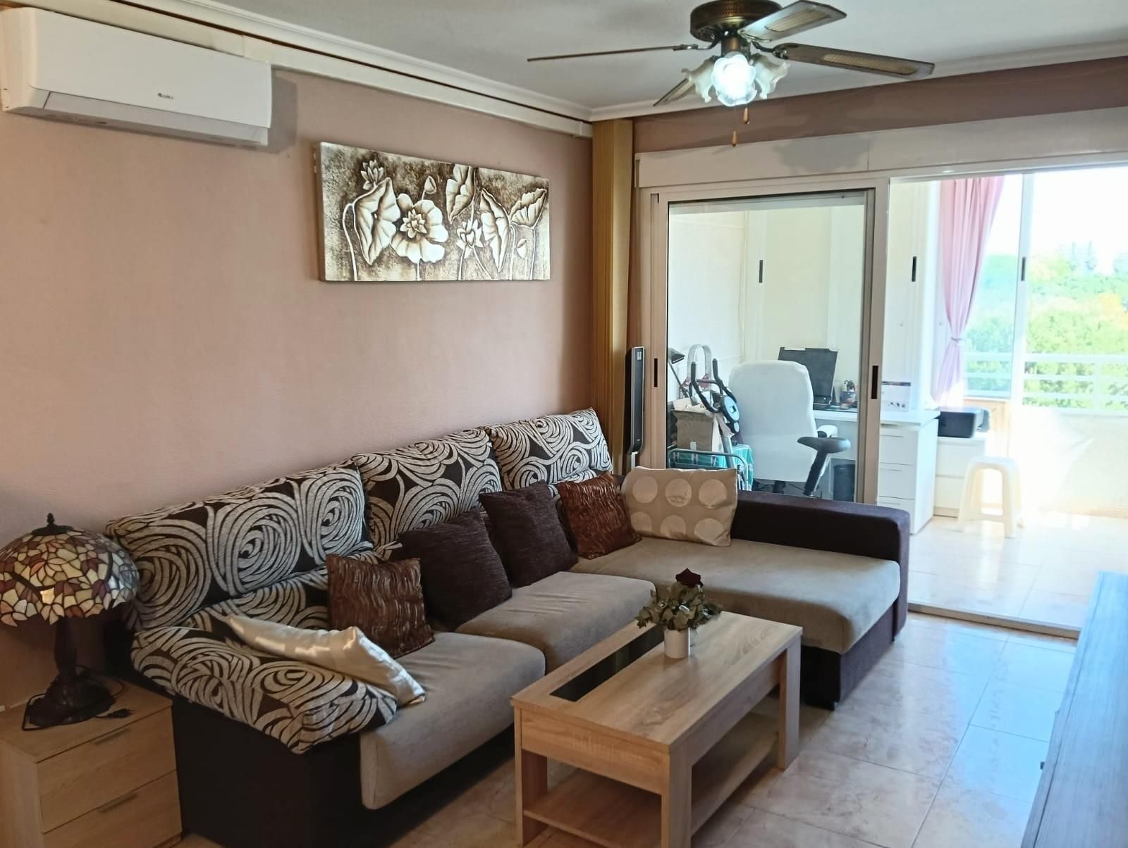 Sala de estar de Piso en venta en Alicante / Alacant con Jardín privado, Terraza y Piscina comunitaria