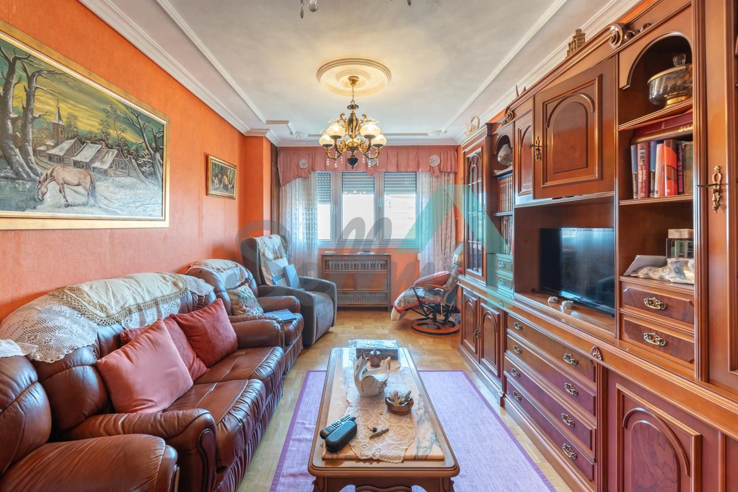 Living room of Flat for sale in Gijón   with Heating, Parquet flooring and Storage room