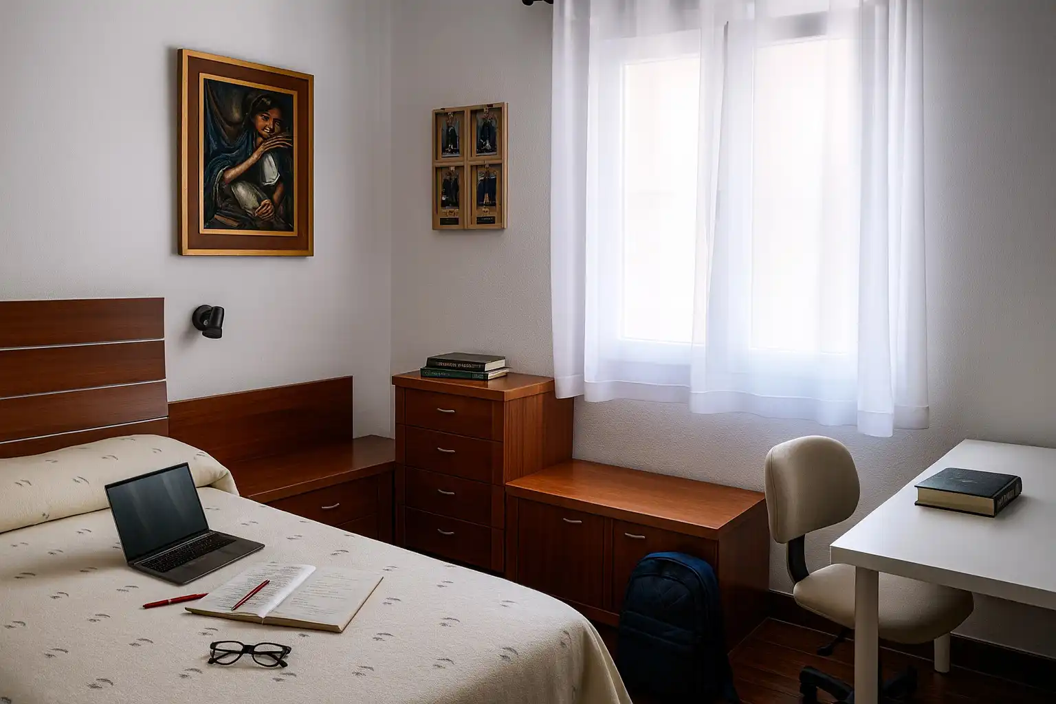 Schlafzimmer von Wohnung zur Miete in Santander mit Heizung, Möbliert und Ofen