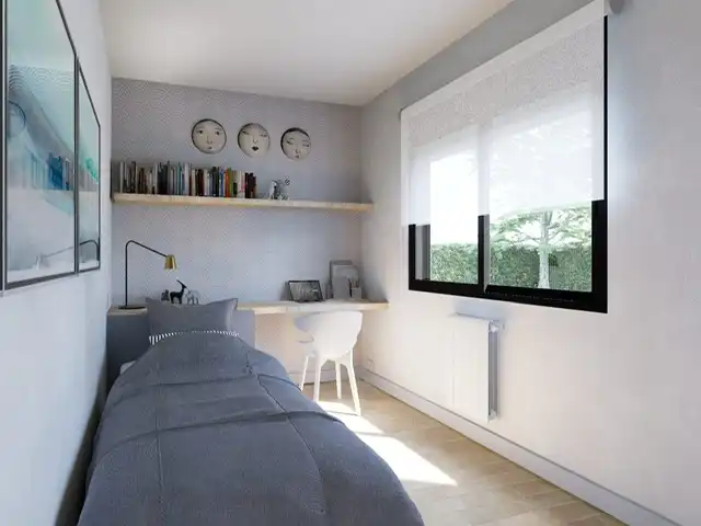 Schlafzimmer von Einfamilien-Reihenhaus zum Verkauf in Tórtola de Henares mit Klimaanlage, Heizung und Privatgarten