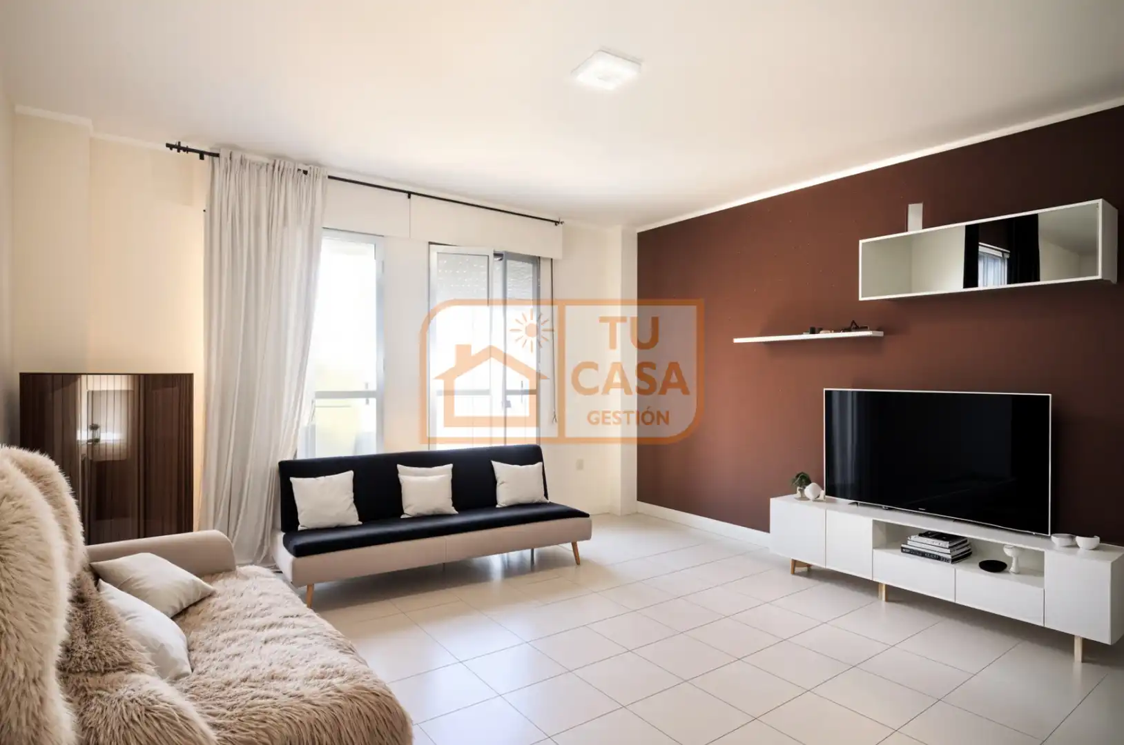 Sala de estar de Piso en venta en Malpartida de Cáceres con Terraza, Trastero y Amueblado