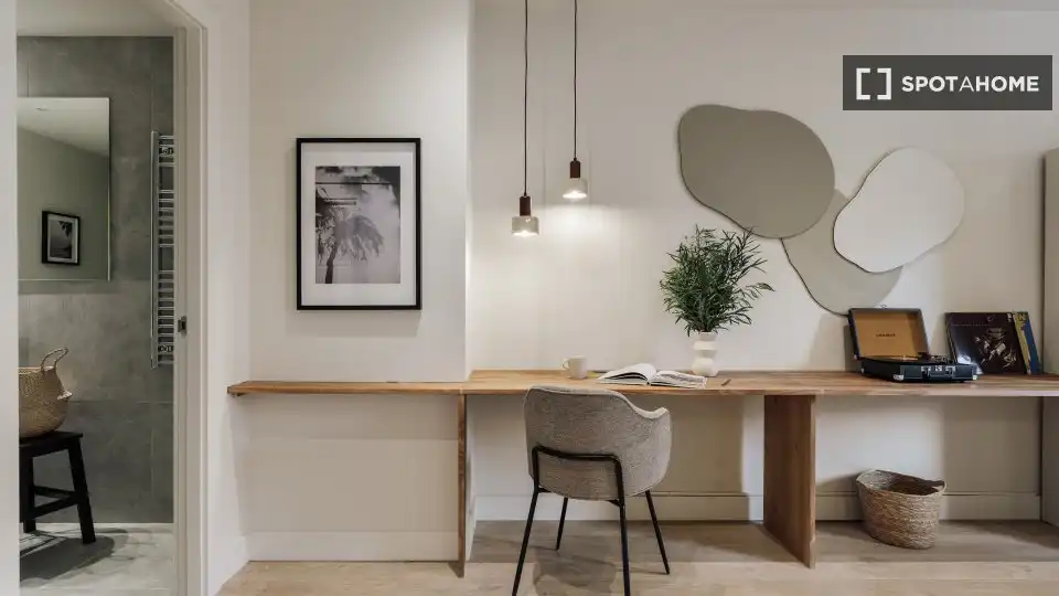 Esszimmer von Wohnungen zur untervermieten in Barcelona mit Klimaanlage, Terrasse und Möbliert