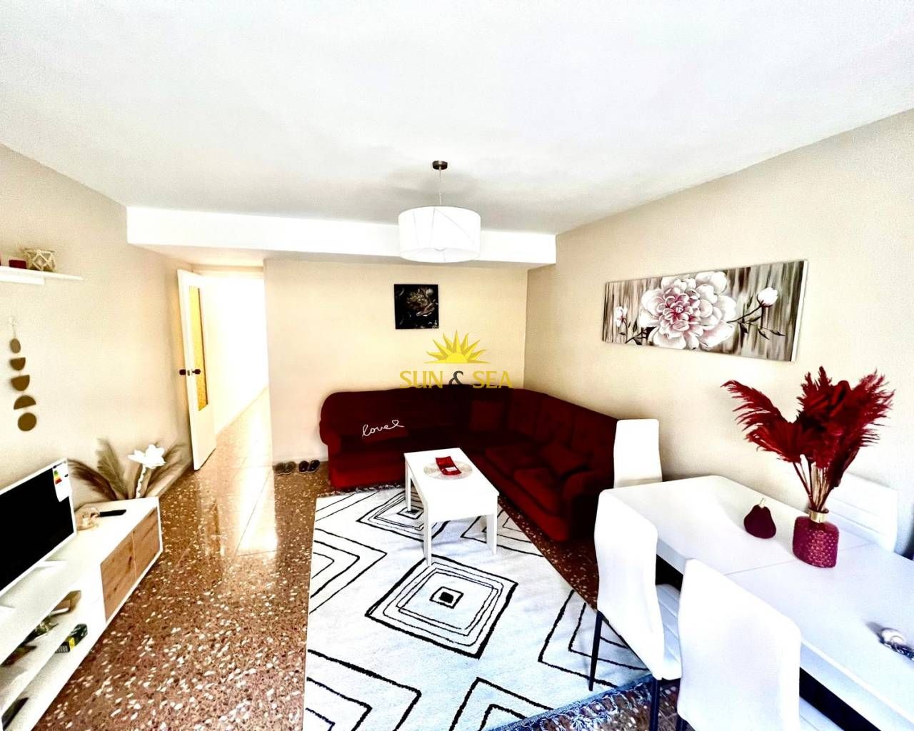 Sala d'estar de Apartament de lloguer en Alicante / Alacant amb Calefacció, Terrassa i Rentadora