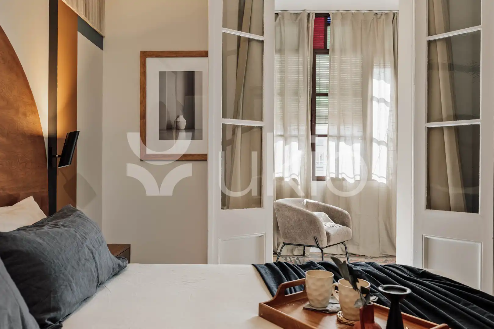 Schlafzimmer von Wohnungen zur Miete in Barcelona mit Klimaanlage, Heizung und Möbliert