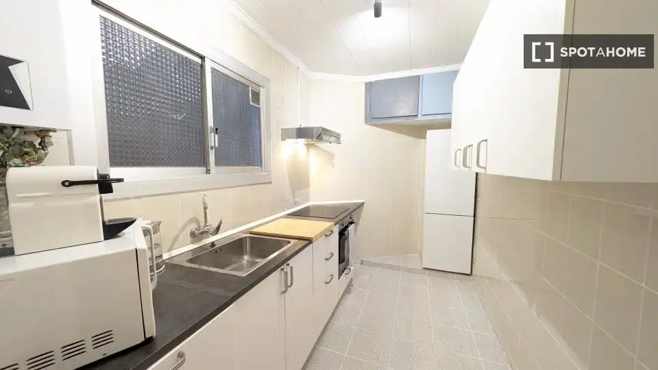 Cocina de Apartamento para compartir en Barcelona con Aire acondicionado, Terraza y Amueblado