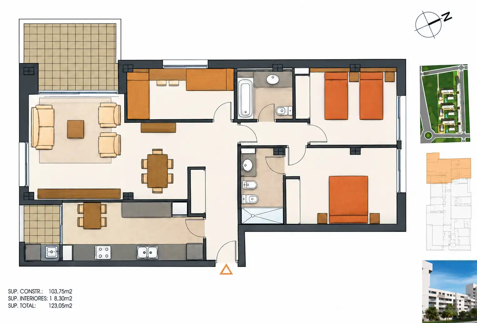 Flat for sale in Salt  with Air Conditioner, Heating and Terrace