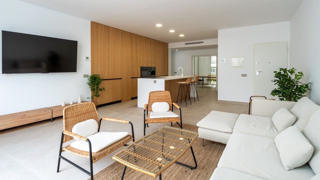 Living room of Planta baja to rent in Ses Salines  with Air Conditioner, Terrace and Swimming Pool