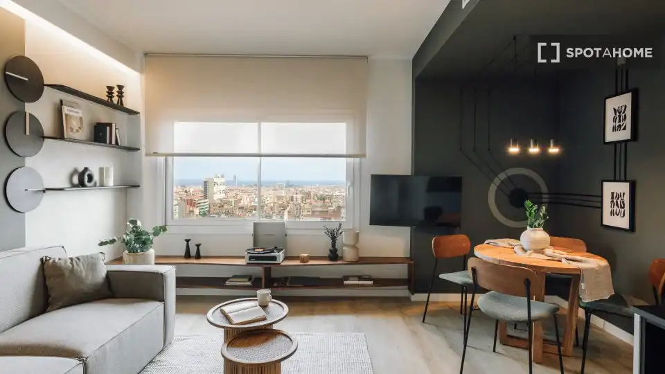 Sala d'estar de Pis de lloguer en Barcelona amb Aire condicionat, Calefacció i Moblat