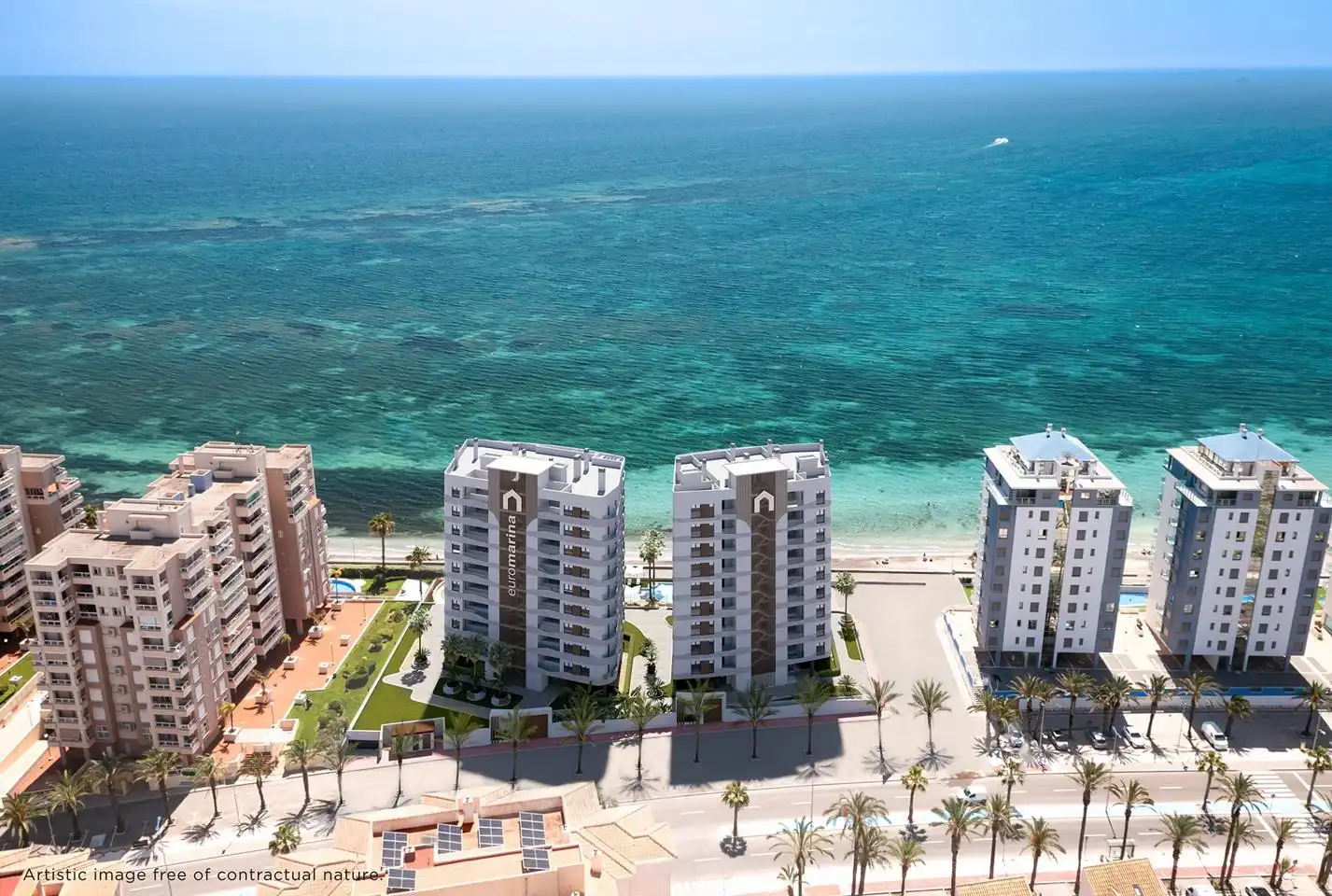 Vista exterior de Apartament en venda en La Manga del Mar Menor amb Aire condicionat, Jardí privat i Terrassa