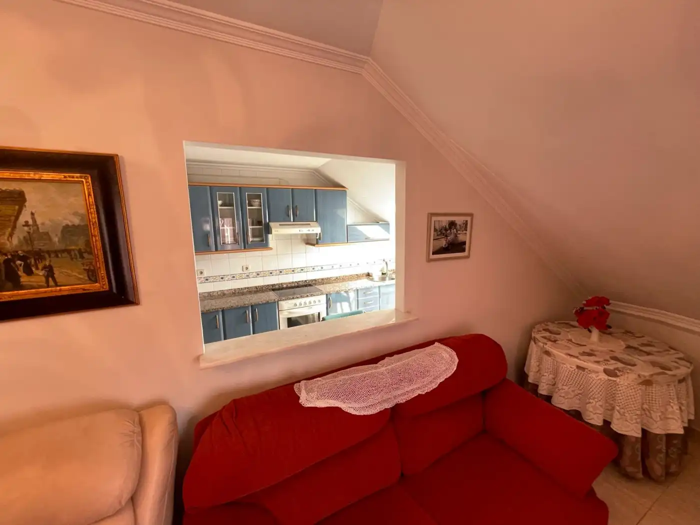 Sala d'estar de Àtic de lloguer en A Pobra do Caramiñal, A Coruña
