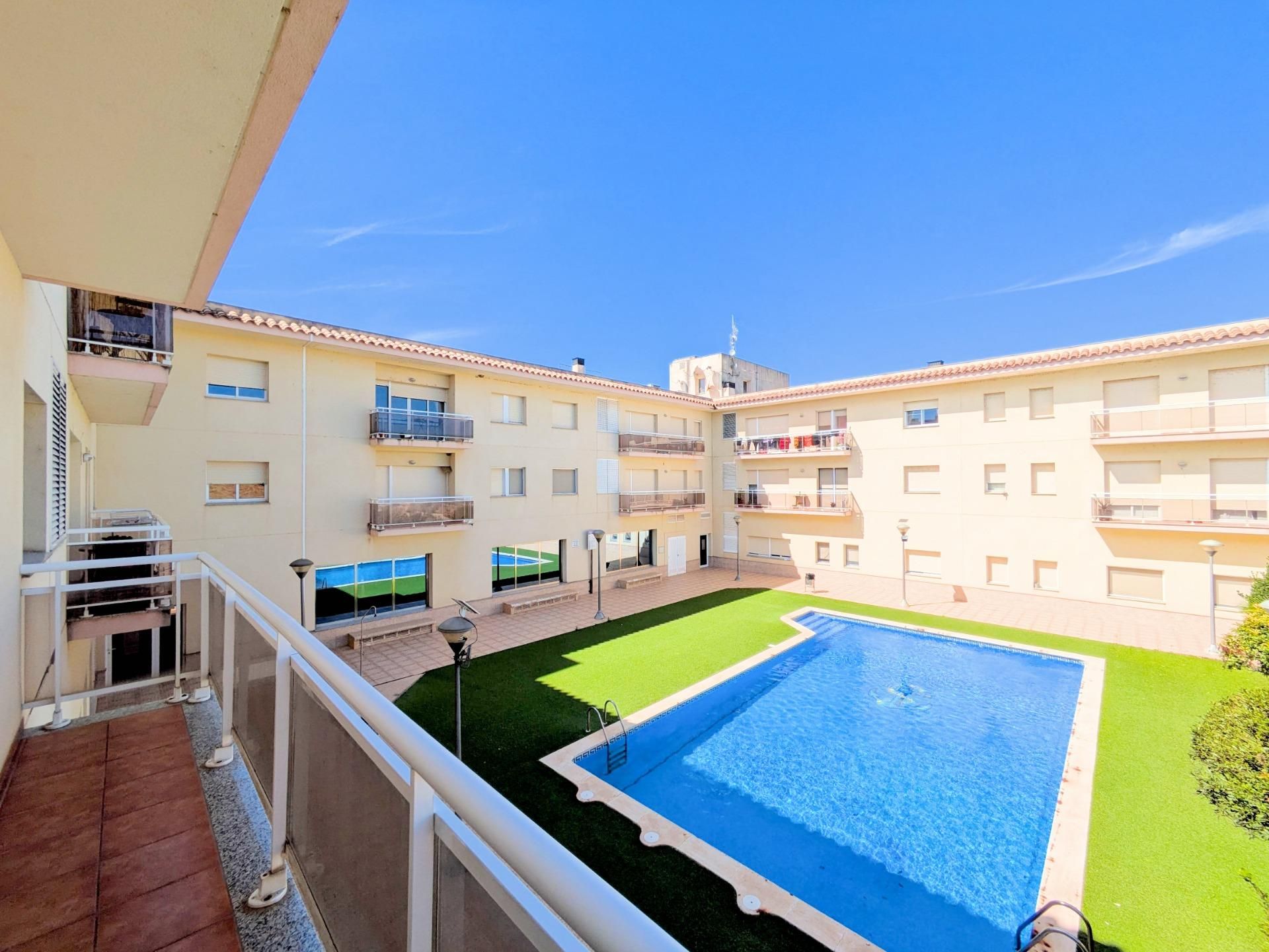 Swimming pool of Flat for sale in L'Aldea  with Air Conditioner, Private garden and Storage room