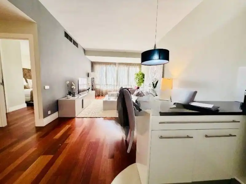 Living room of Apartments for rent in Madrid  with Air Conditioner, Private garden and Parquet flooring