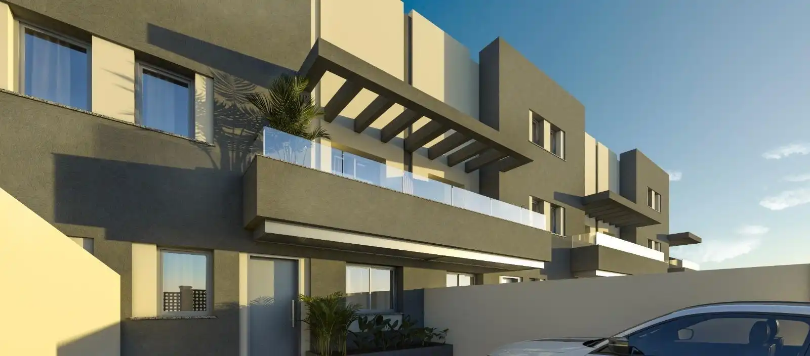 Außenansicht von Einfamilien-Reihenhaus zum Verkauf in Torrox mit Klimaanlage, Heizung und Privatgarten