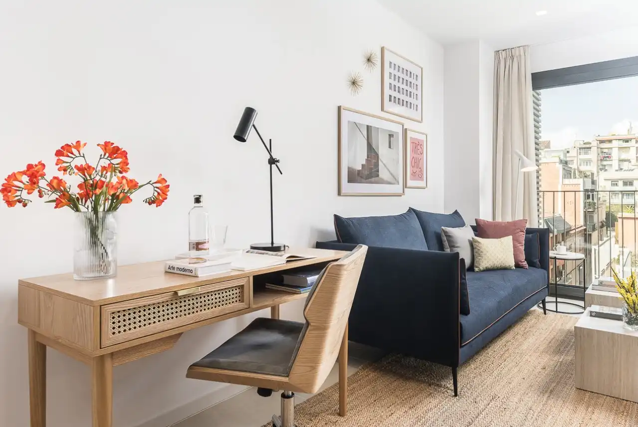 Sala de estar de Piso de alquiler en Barcelona con Aire acondicionado, Calefacción y Amueblado