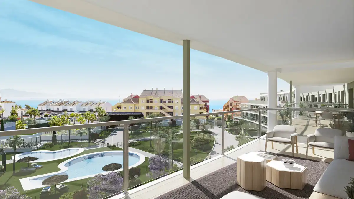 Terrasse von Erdgeschoss zum Verkauf in Manilva mit Klimaanlage, Terrasse und Abstellraum