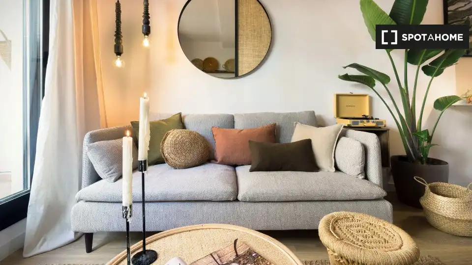 Sala de estar de Apartamento para compartir en Barcelona con Aire acondicionado, Calefacción y Terraza