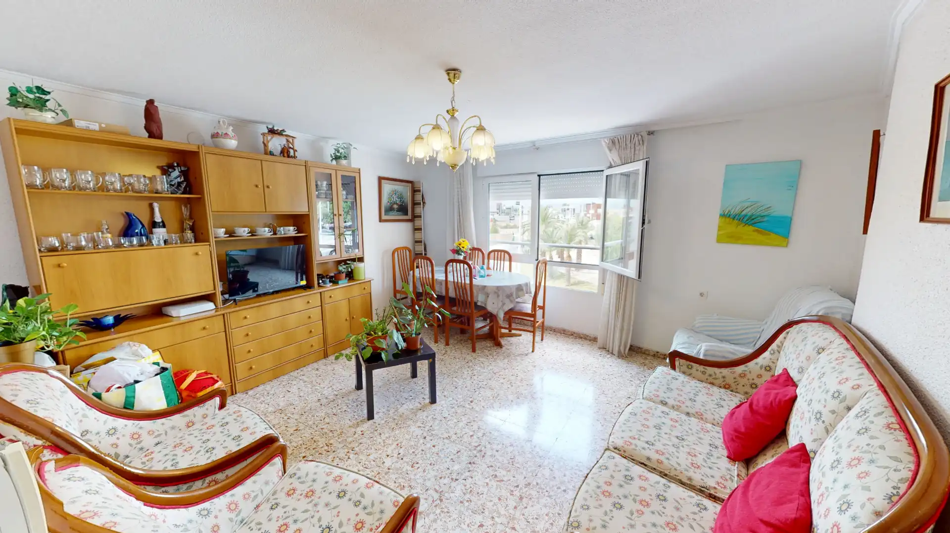 Sala d'estar de Pis en venda en Elche / Elx amb Moblat i Balcó