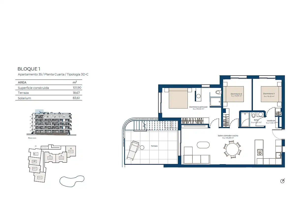 Dormitori de Apartament en venda en Murcia amb Aire condicionat, Jardí privat i Terrassa