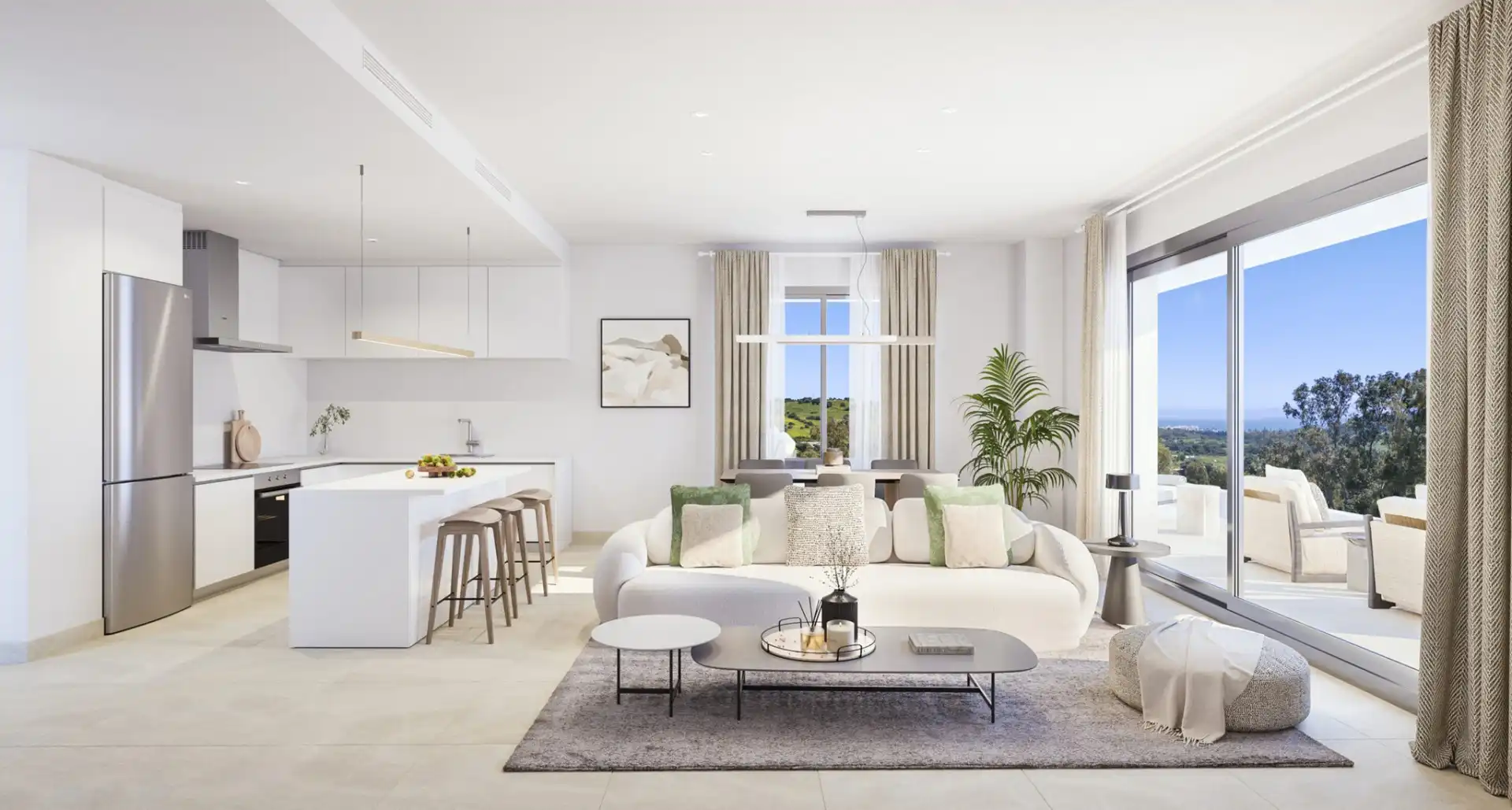Sala de estar de Planta baja en venta en Estepona con Aire acondicionado, Jardín privado y Terraza