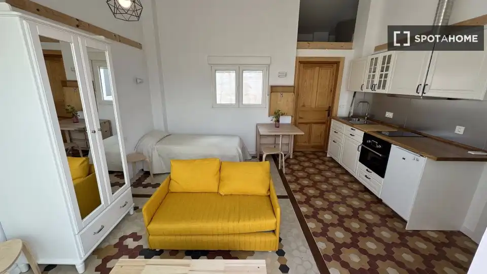 Wohnzimmer von Wohnung zur untervermieten in Valencia mit Klimaanlage, Terrasse und Möbliert