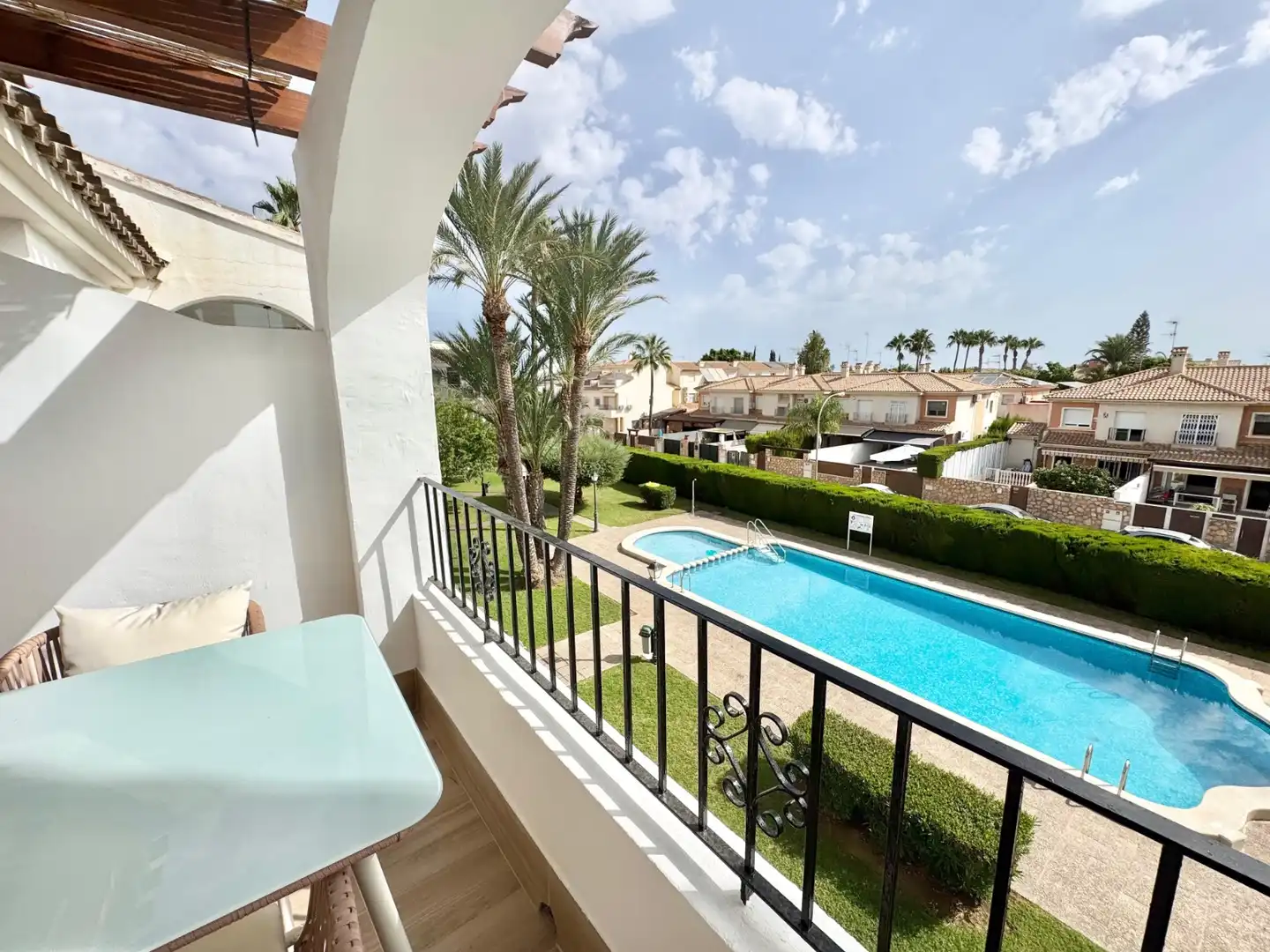 Terrasse von Wohnungen zur Miete in San Javier mit Klimaanlage, Terrasse und Schwimmbad