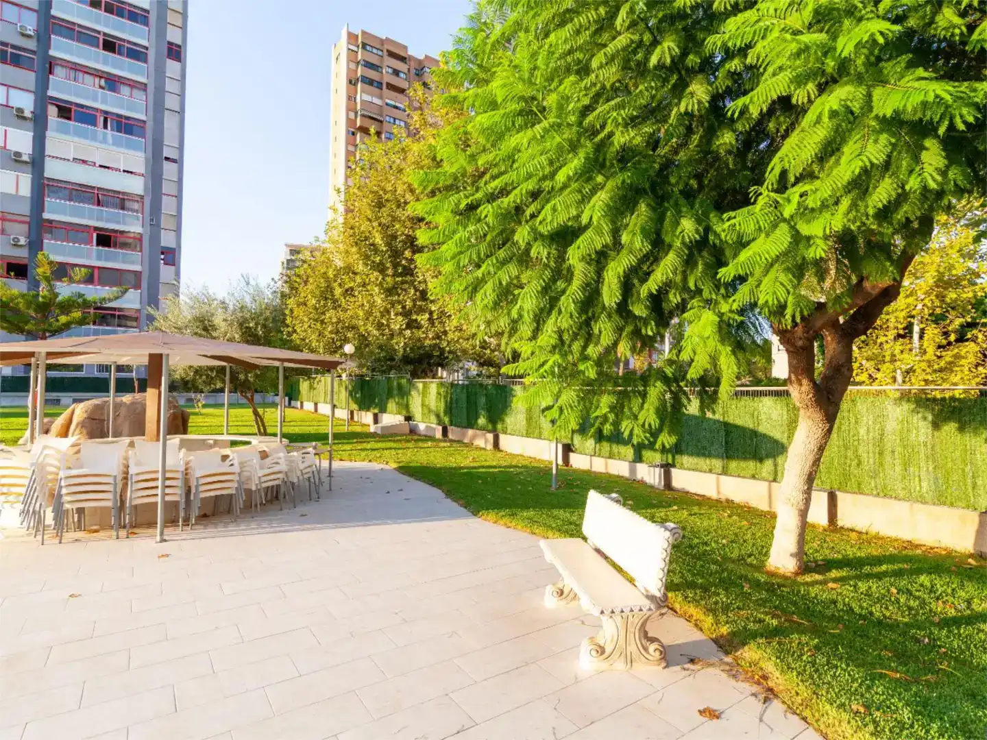 Terrace of Apartments for rent in Benidorm  with Air Conditioner, Private garden and Swimming Pool