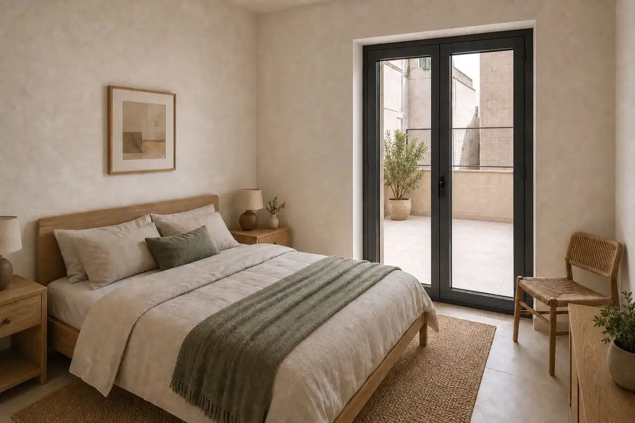 Schlafzimmer von Haus oder Chalet zum Verkauf in  Palma de Mallorca mit Privatgarten, Terrasse und Balkon