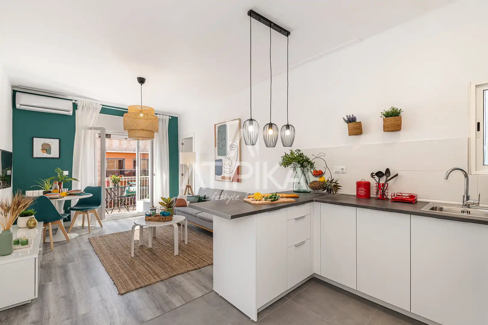 Cocina de Piso de alquiler en Barcelona con Aire acondicionado, Calefacción y Parquet