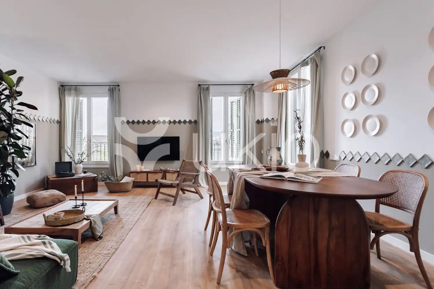 Wohnzimmer von Wohnungen zur Miete in Barcelona mit Klimaanlage, Heizung und Terrasse