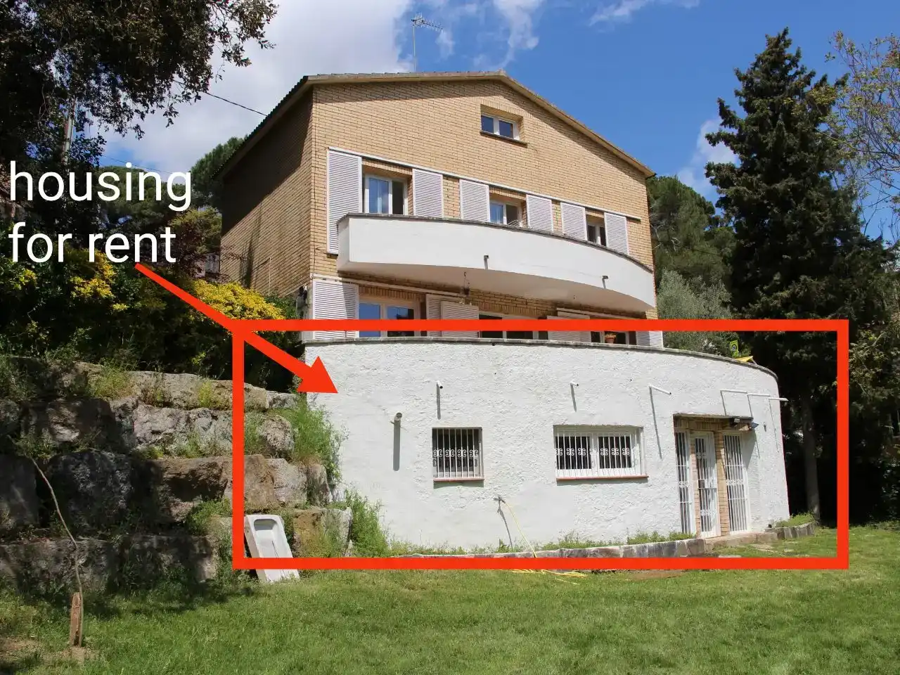 Außenansicht von Loft zur Miete in Vallromanes mit Klimaanlage, Abstellraum und Schwimmbad