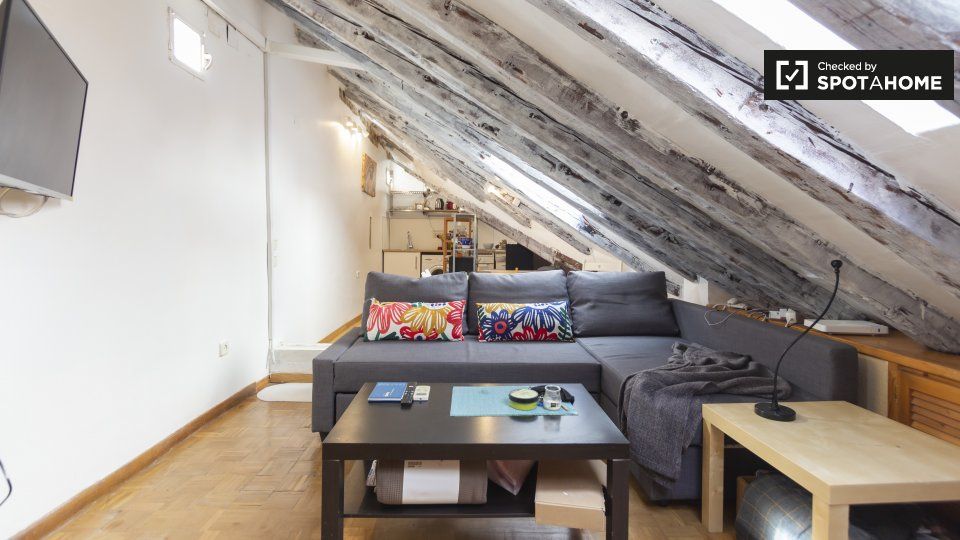 Living room of Flat to rent in  Madrid Capital  with Air Conditioner, Heating and Furnished