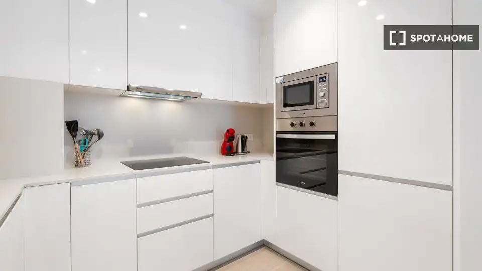 Cocina de Apartamento para compartir en Barcelona con Aire acondicionado, Terraza y Amueblado