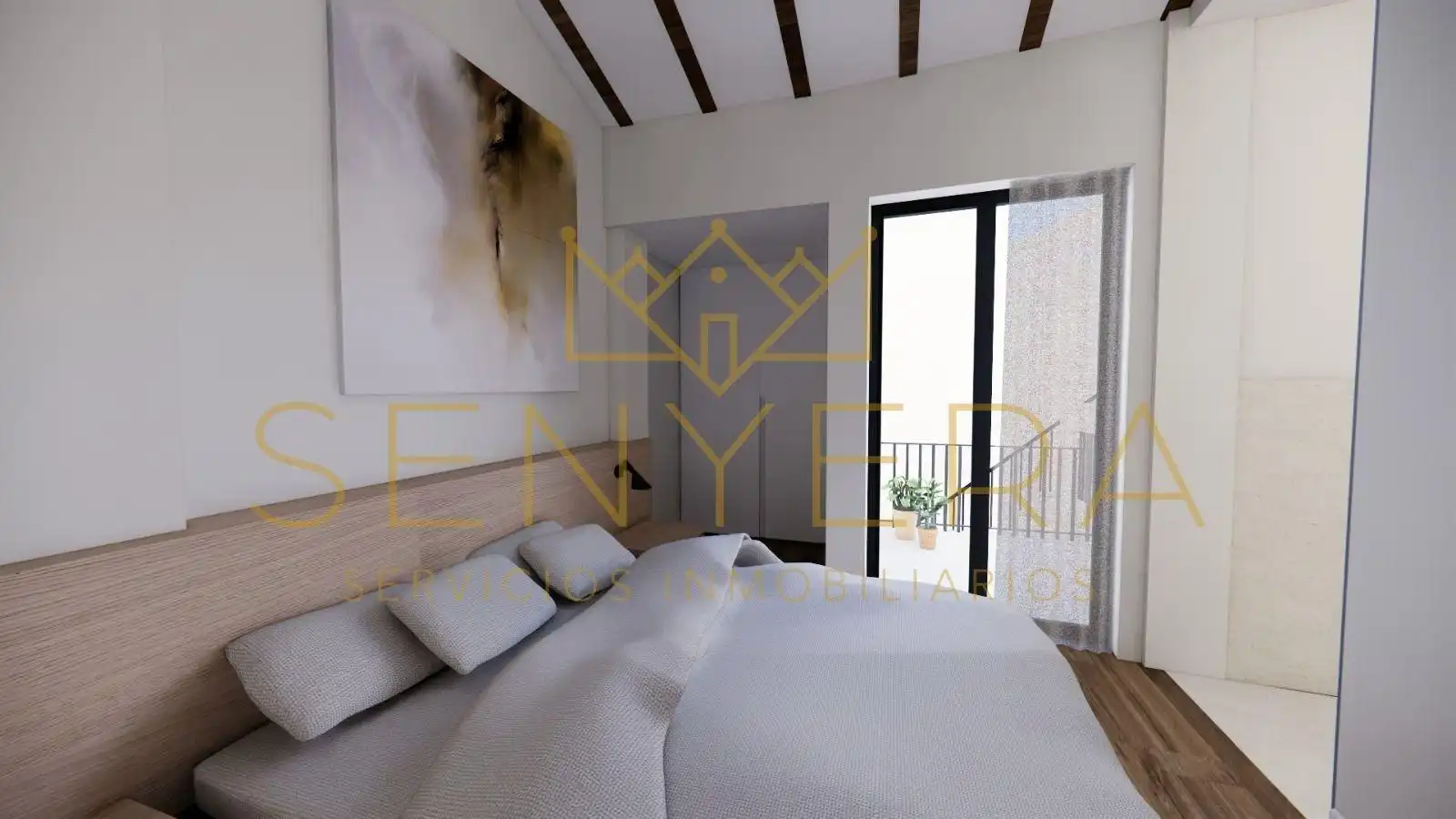 Schlafzimmer von Einfamilien-Reihenhaus zum Verkauf in Valencia mit Klimaanlage, Parkett und Terrasse