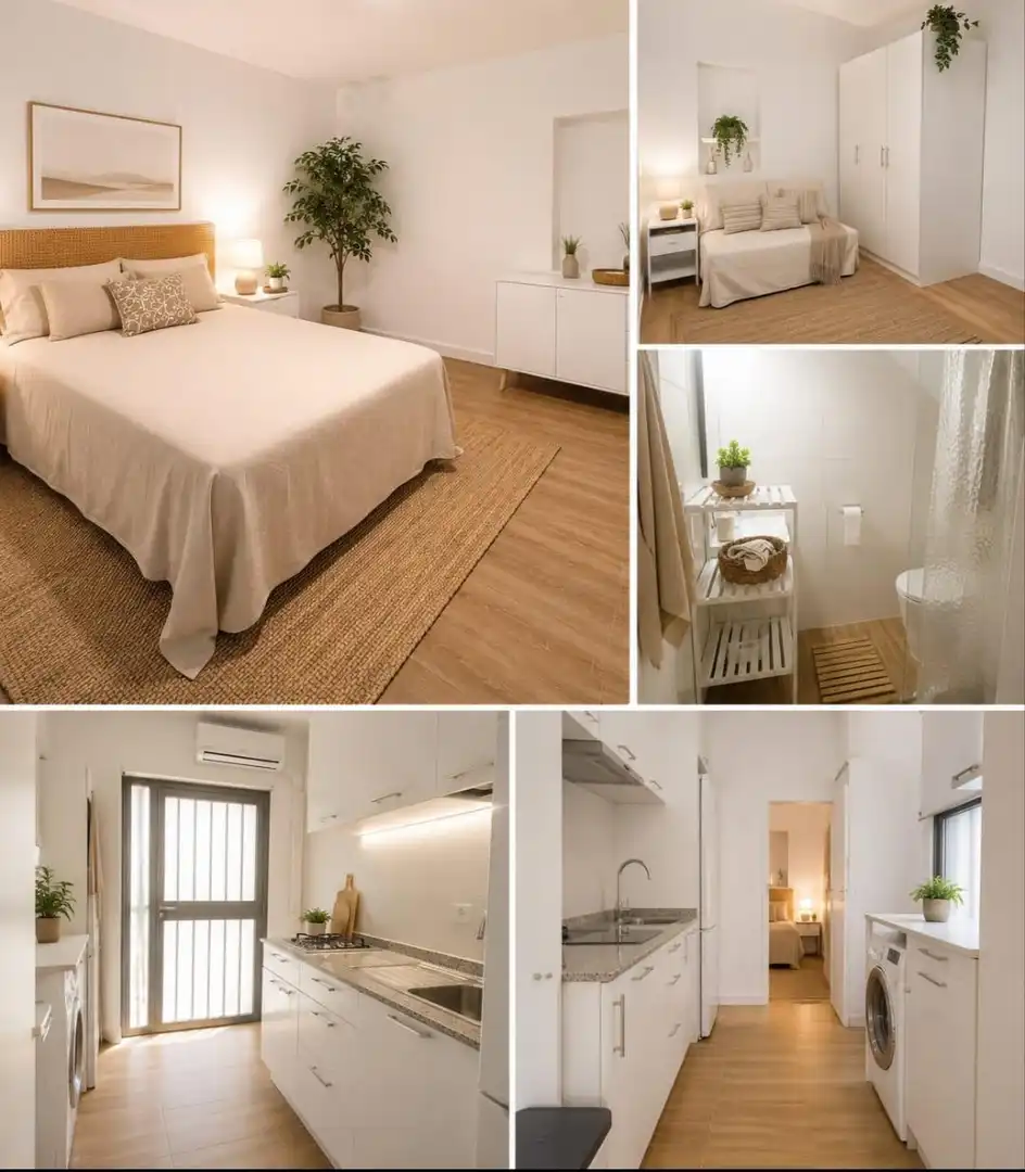 Dormitori de Apartament de lloguer en Sevilla amb Aire condicionat, Calefacció i Moblat