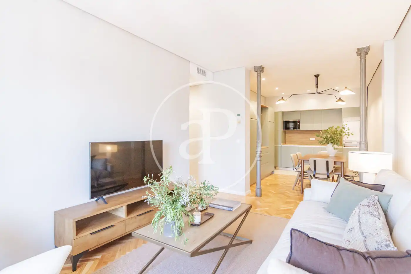 Living room of Flat for rent in Madrid  with Air Conditioner, Heating and Furnished