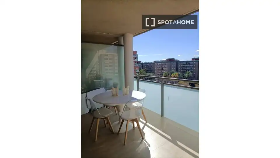 Balcony of Flat for rent in Valencia  with Air Conditioner, Heating and Furnished