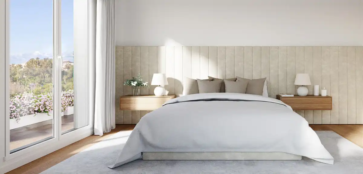 Schlafzimmer von Erdgeschoss zum Verkauf in Málaga mit Klimaanlage, Privatgarten und Terrasse