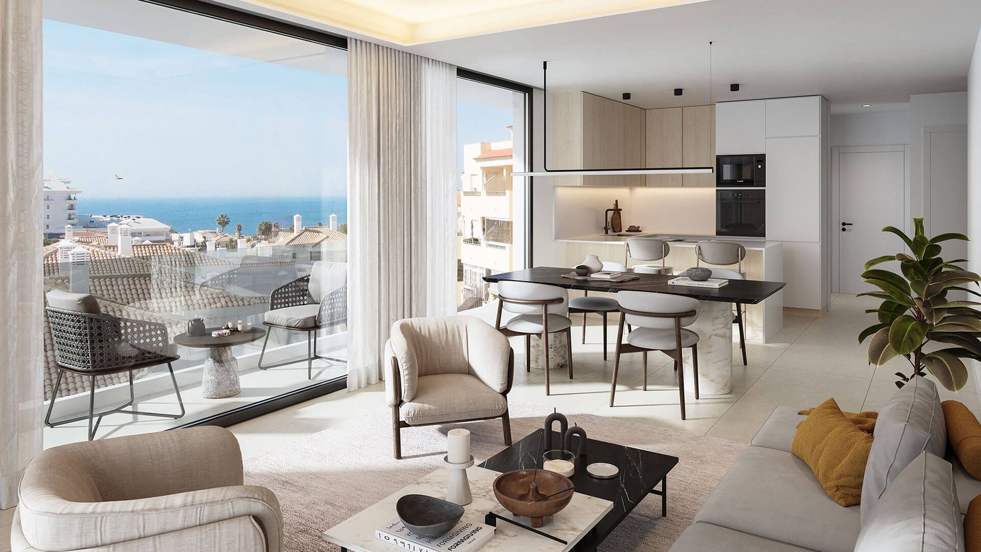 Sala d'estar de Apartament en venda en Fuengirola amb Aire condicionat, Terrassa i Piscina