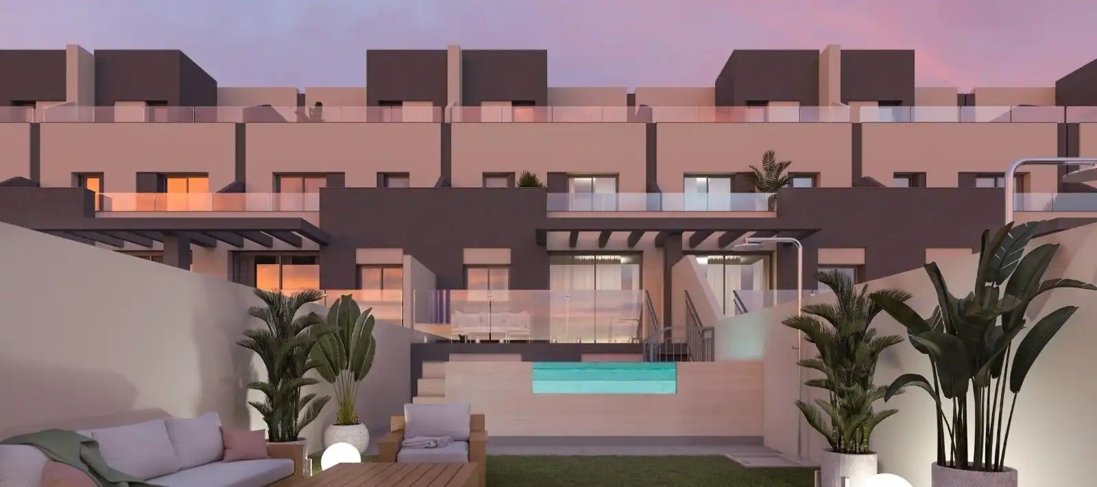 Garten von Einfamilien-Reihenhaus zum Verkauf in Torrox mit Klimaanlage, Heizung und Privatgarten