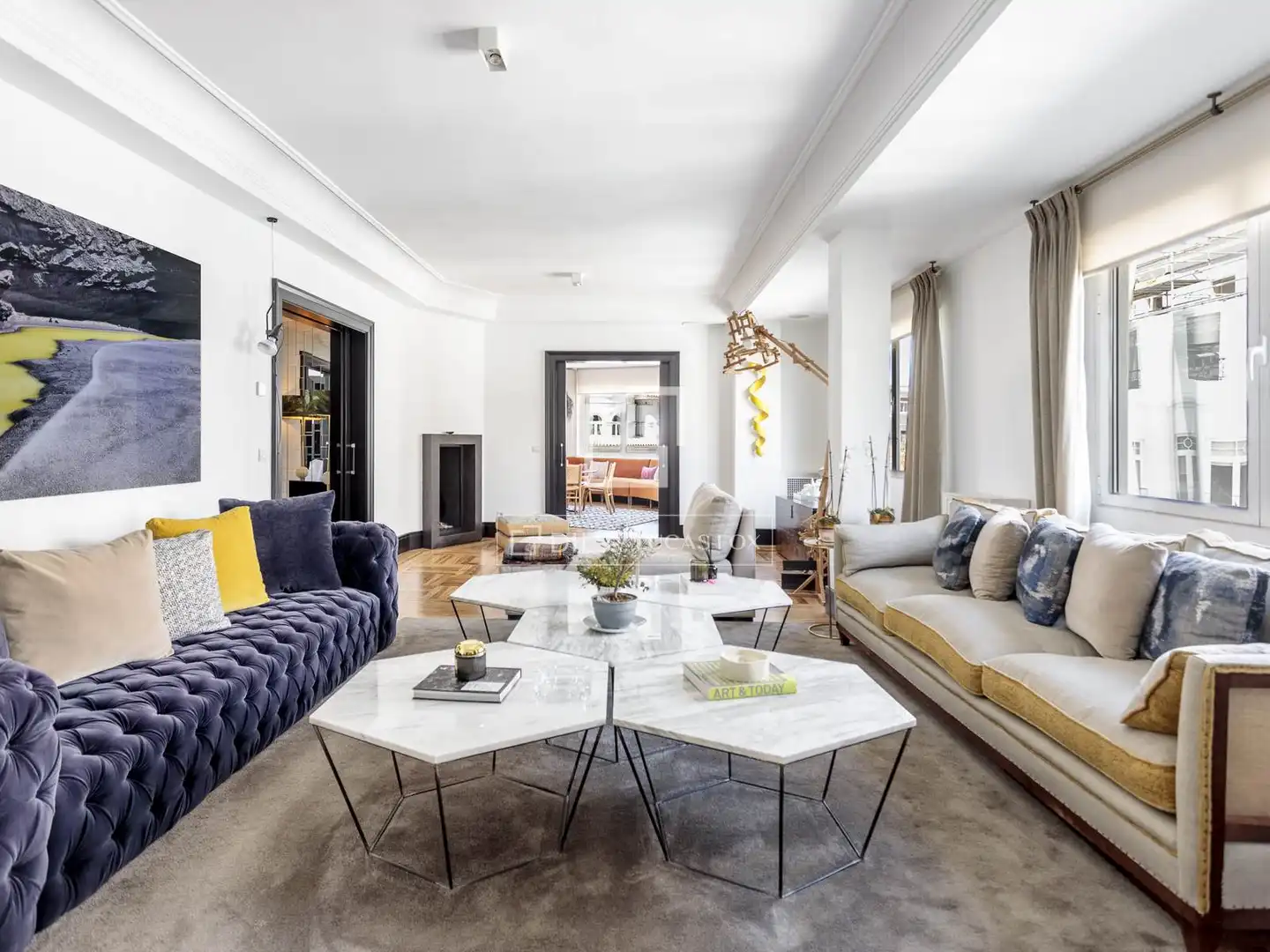 Wohnzimmer von Wohnung zur Miete in Madrid mit Klimaanlage, Heizung und Parkett