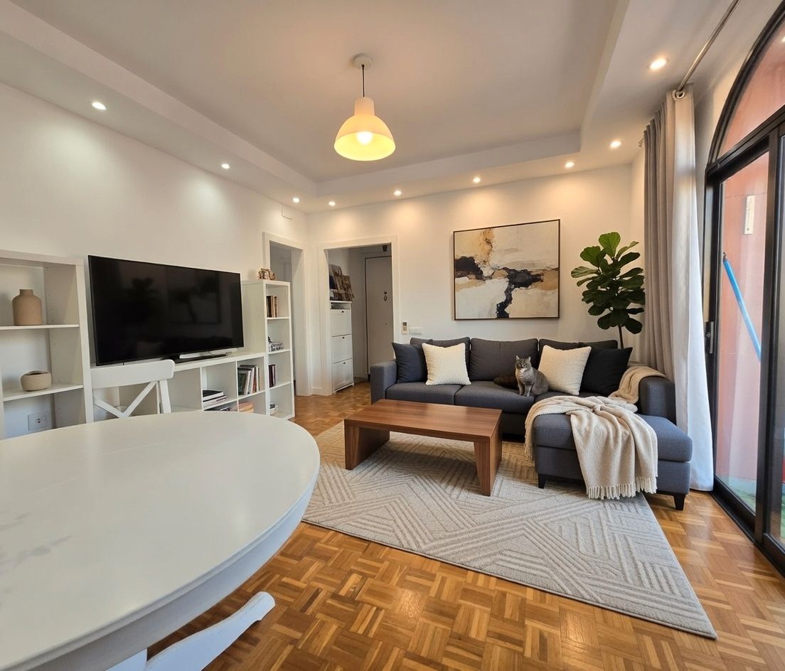 Sala de estar de Piso en venta en  Barcelona Capital con Aire acondicionado, Calefacción y Parquet