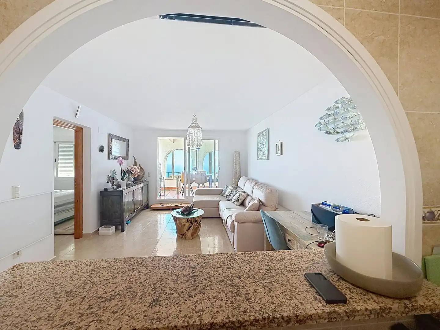 Sala de estar de Apartamento en venta en Benitachell / El Poble Nou de Benitatxell con Aire acondicionado, Calefacción y Terraza