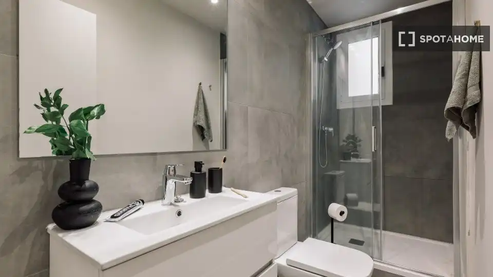 Baño de Apartamento para compartir en Barcelona con Aire acondicionado, Terraza y Amueblado