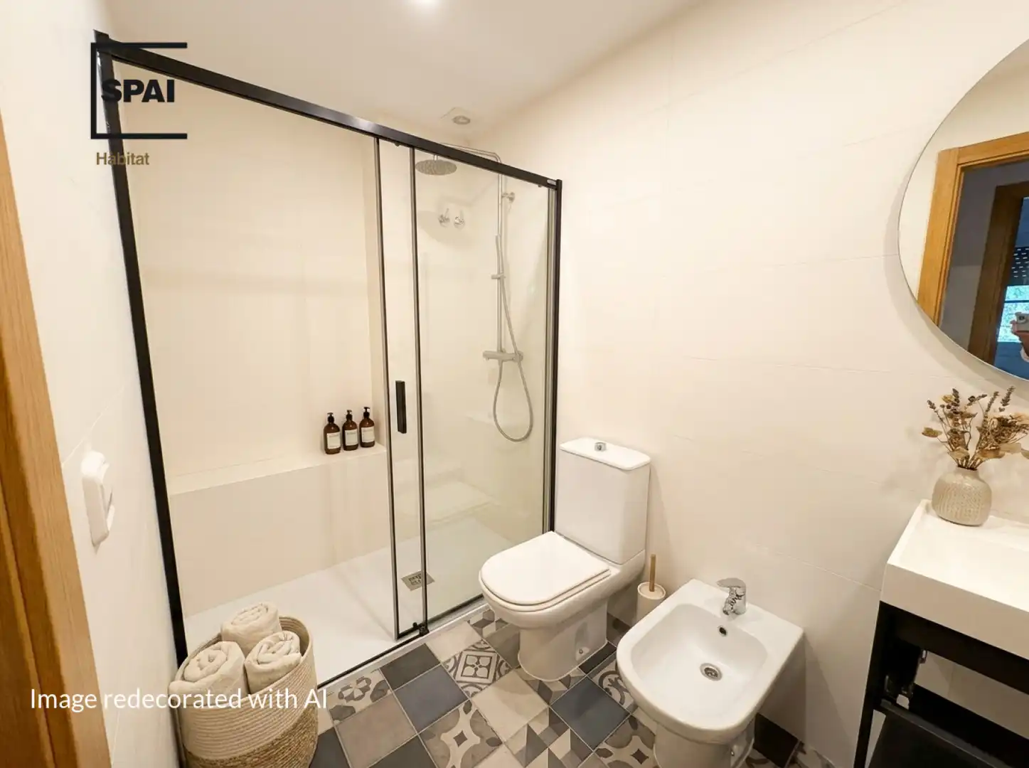 Badezimmer von Dachboden zum Verkauf in Centelles mit Klimaanlage, Heizung und Terrasse