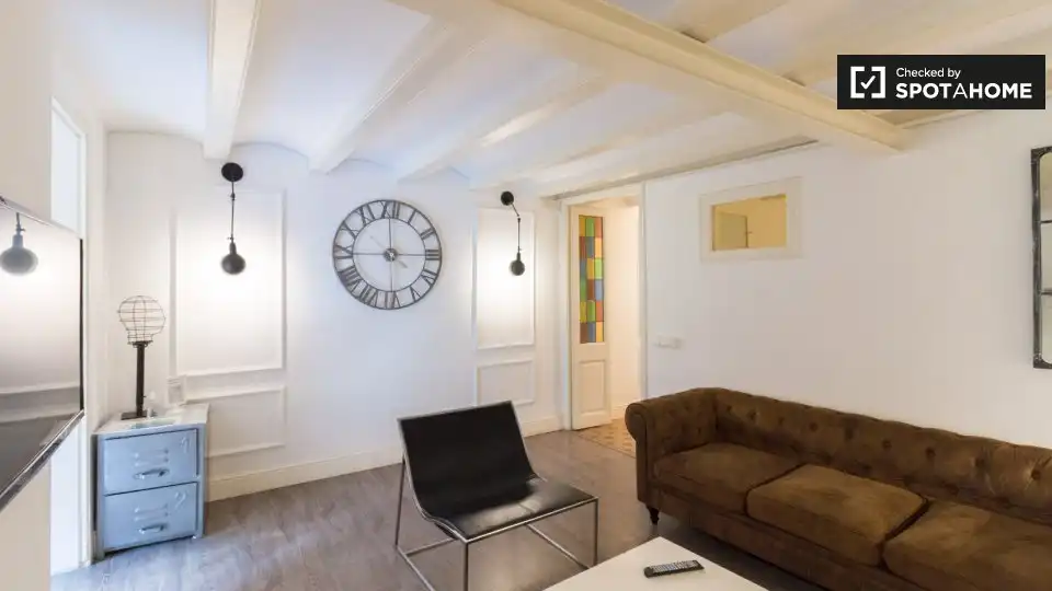 Sala de estar de Apartamento para compartir en Barcelona con Aire acondicionado, Calefacción y Terraza