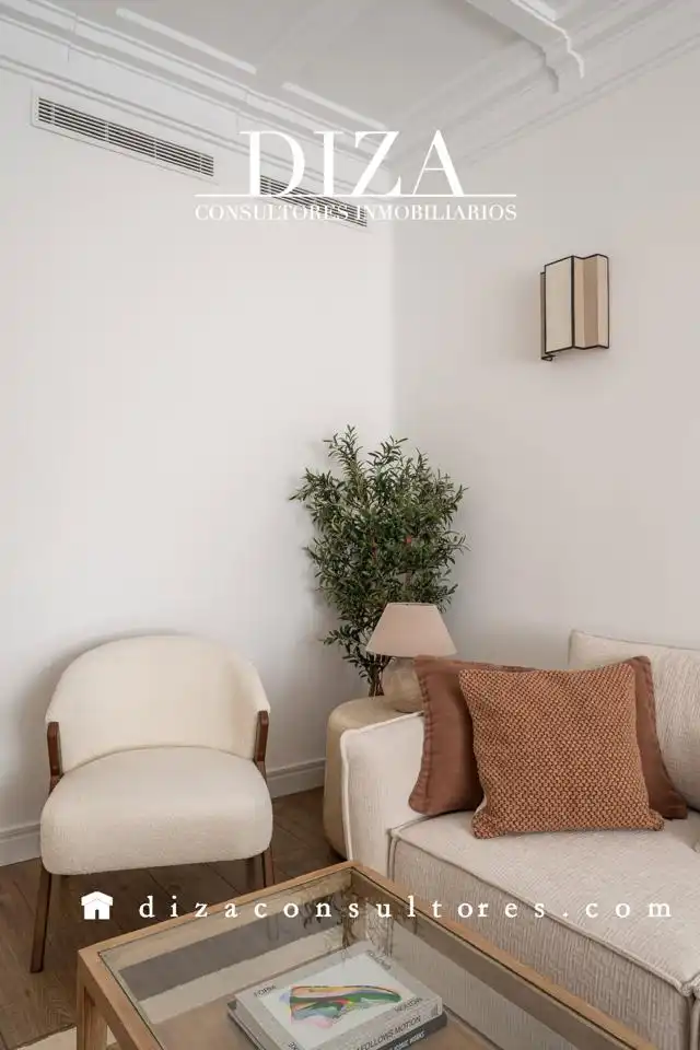 Sala de estar de Ático de alquiler en Barrio de Salamanca